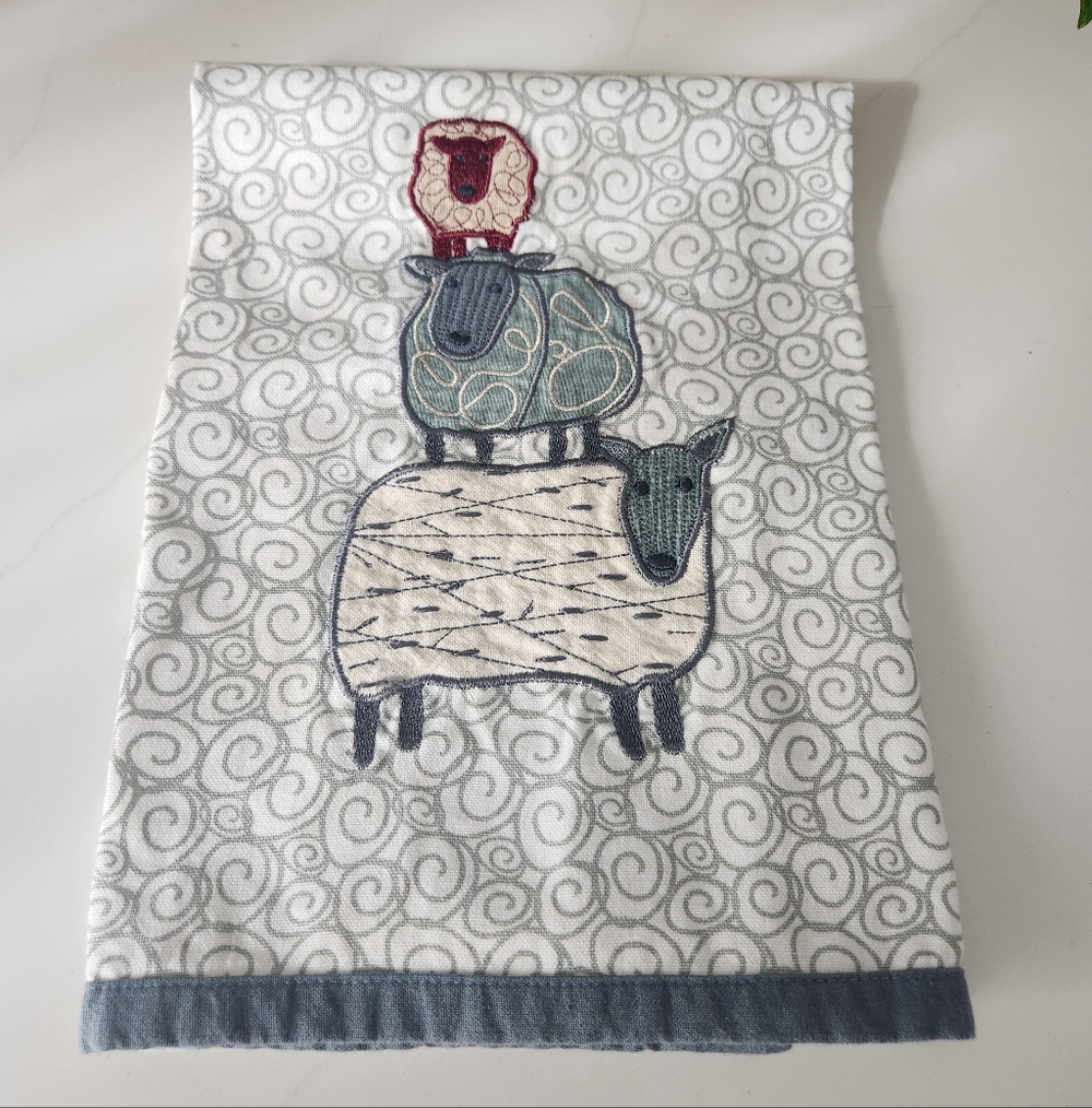 Cost Plus World Market Sheep Pattern Towel-20x28